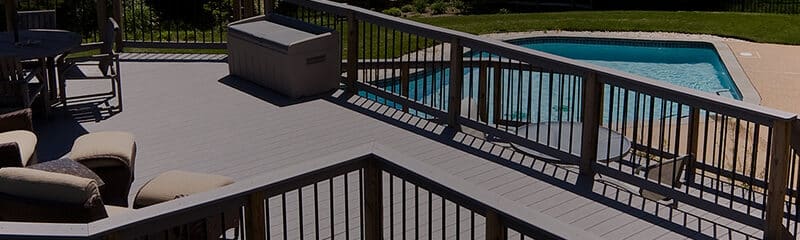 Large deck overlooking pool