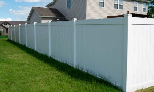 Large white vinyl fence